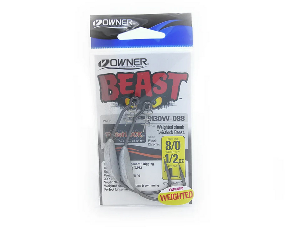 8/0 - 1/2oz Owner Weighted Beast Hooks 2pk. by Working Class Zero ...