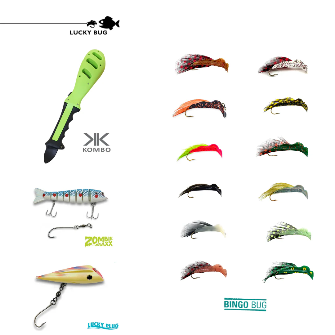 bingo bug fishing lure Lucky Bug #6 Lures – 6-Pack Glow Combo Set, Handmade Hybrid Lures For Freshwater Trolling & Casting engineered body Bingo Bug Medium - Shrimp