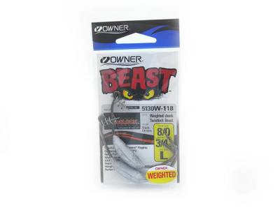 8/0 - 3/4oz Owner Weighted Beast Hooks 2pk.