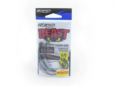6/0 - 1/4oz Owner Weighted Beast Hooks 3pk.