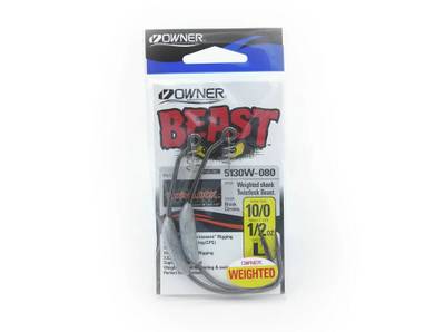 10/0 - 1/2oz Owner Weighted Beast Hooks 2pk.